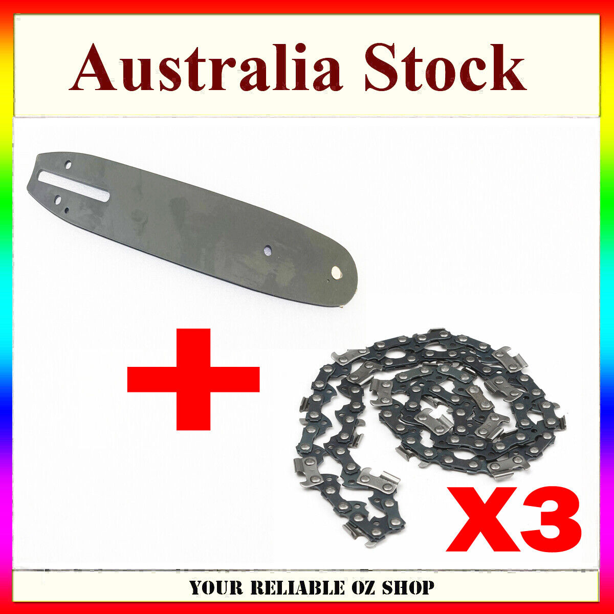 10" CHAINSAW BAR & 3 CHAINS COMBO 3/8LP 050 40DL FIT Baumr-AG MAKITA 25CC SX25