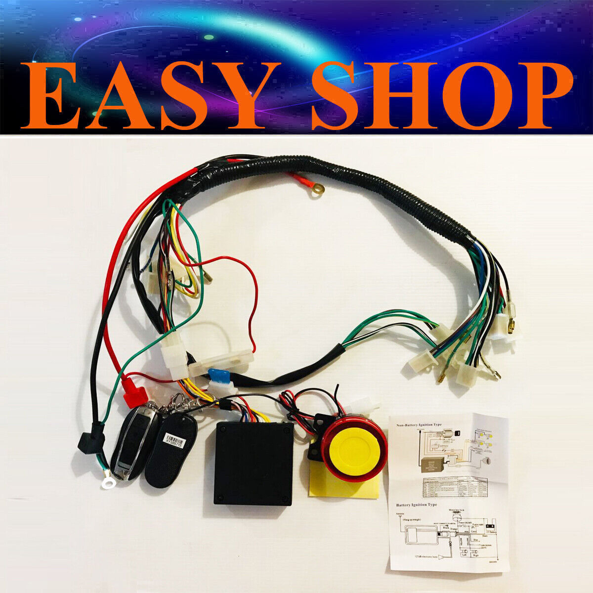 REMOTE CONTROL START SWITCH WIRING HARNESS 50cc 90cc 110cc 125CC QUAD ATV BIKE