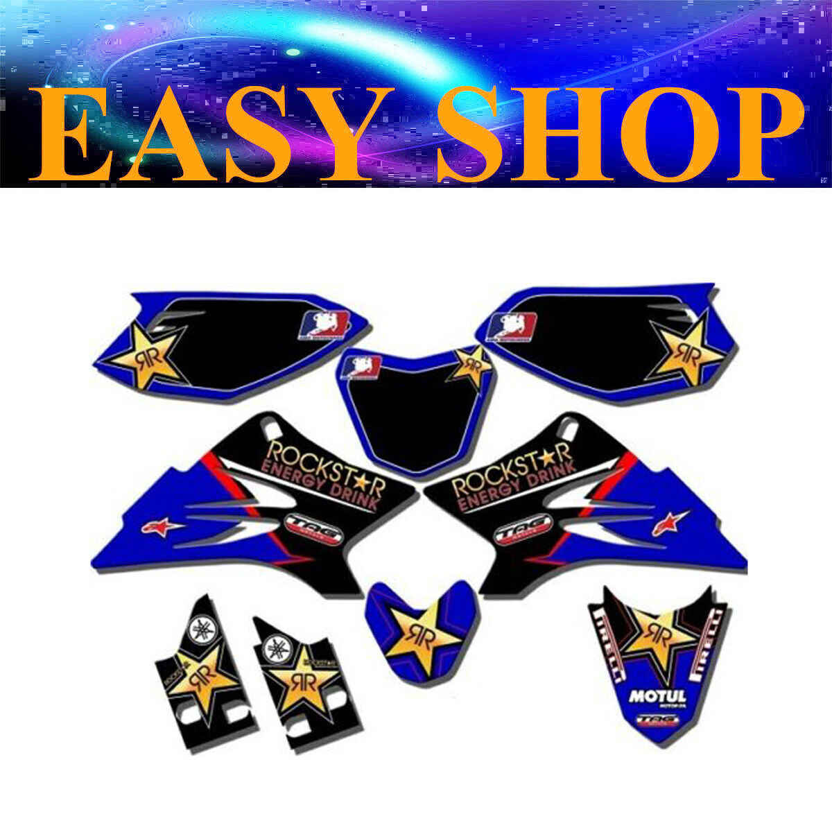 TTR50 Blue Rockstar Sticker Decals Kit For Yamaha TTR 50cc Dirt PIT PRO BIKE