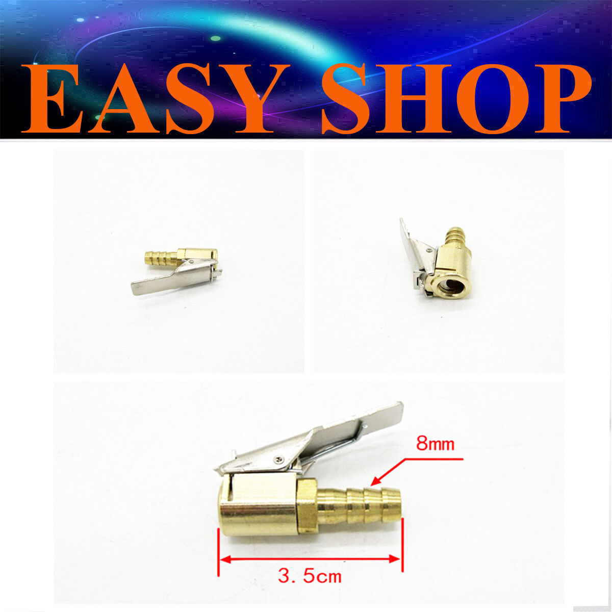 8mm Brass Car Truck Tire Tyre Inflator Valve Connector Air Chuck Pump Adapte
