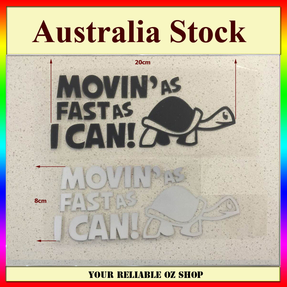 MOVING AS FAST AS I CAN TURTLE Funny Vinyl Car Window Bumper Sticker Decal Bike