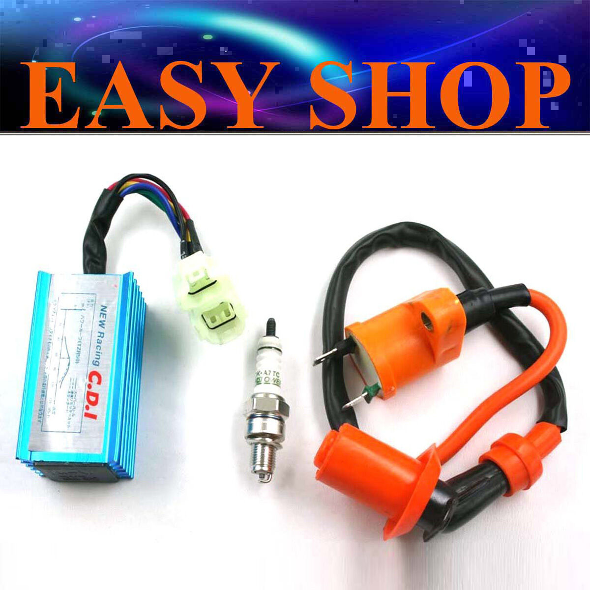 IGNITION COIL CDI UNIT A7TC SPARK PLUG GY6 50cc 125cc 150cc 250cc ATV QUAD BIKE
