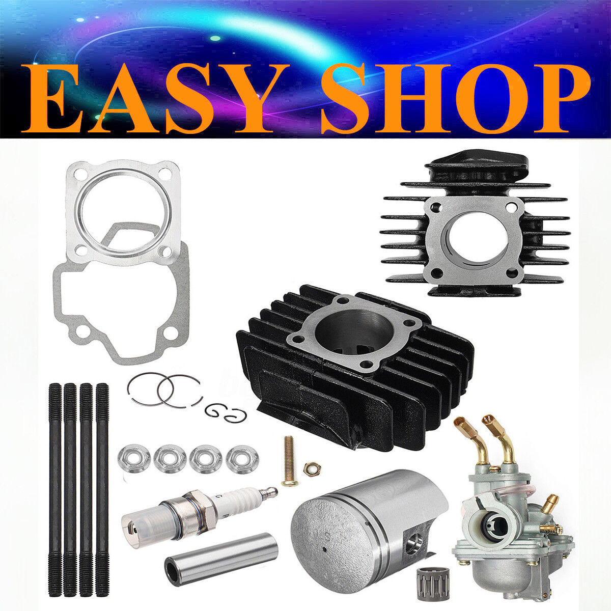 Engine Rebuild Kit Head Bore Cylinder Barrel Piston + Carburetor For YAMAHA PW50