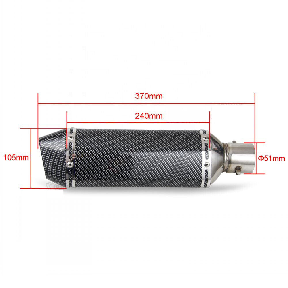 51mm Exhaust Muffler Pipe CB CBR FZ YZF Ninja Z BWS Zuma 125 150 250 300 400 600