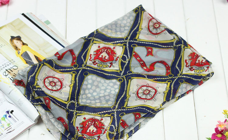 Lady Women Fashion Stole Helm Print Thin Scarf Cape Shawl Star Winter Spring