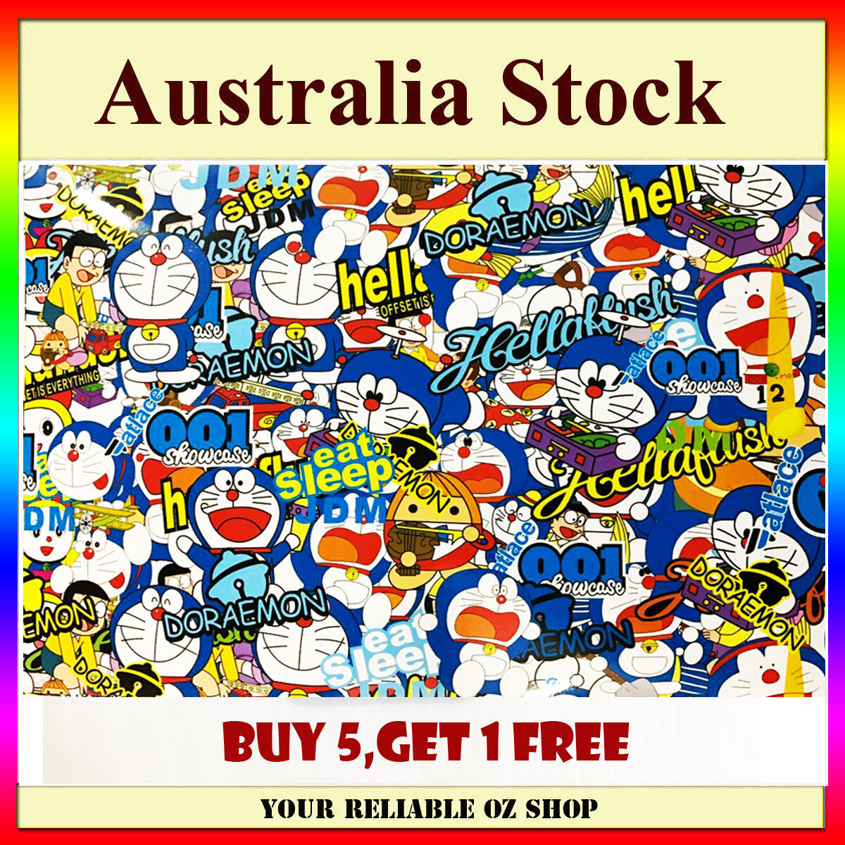 A4 Decal Sticker Bomb Sheet JDM Car Skateboard Doraemon Fatlace Eat Sleep Flush