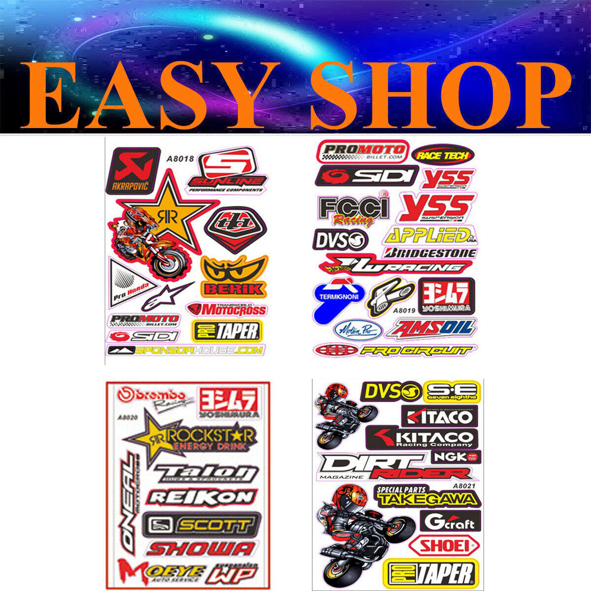 4 Pcs Sticker Decal Kit Yoshimura Motion Pro Circuit brembo RockstarTalon Reikon