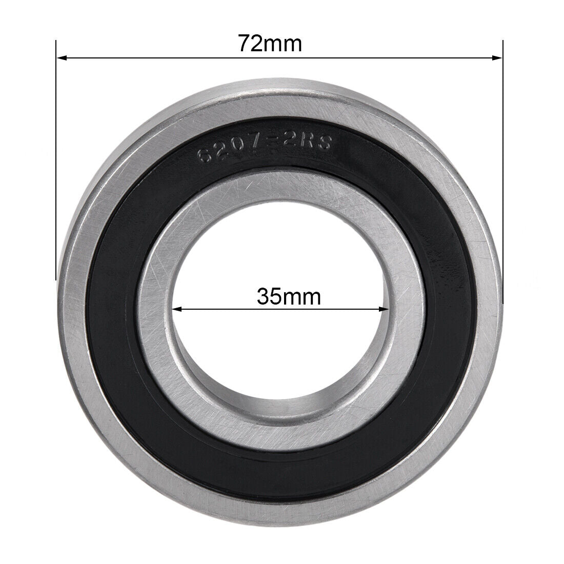 2x 6207RS 35mm x 72mm x 17mm Deep Groove Ball Bearing Double Sealed Roller Axle