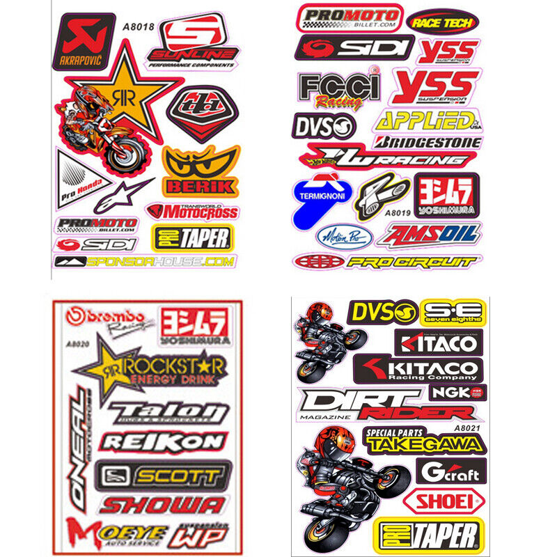 4 Pcs Sticker Decal Kit DVS Applied YSS Suspension Hot Wheel Termignoni Amsoil