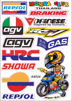 4 Pcs Sticker Decal Kit Repsol Honda Club Thailand Braking AGV Dainese HRC SHOWA