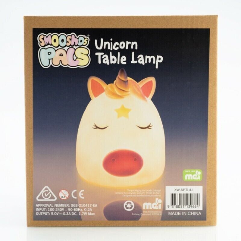 Brand New Kids Smooshos Pals Unicorn Table Lamp Children Girl