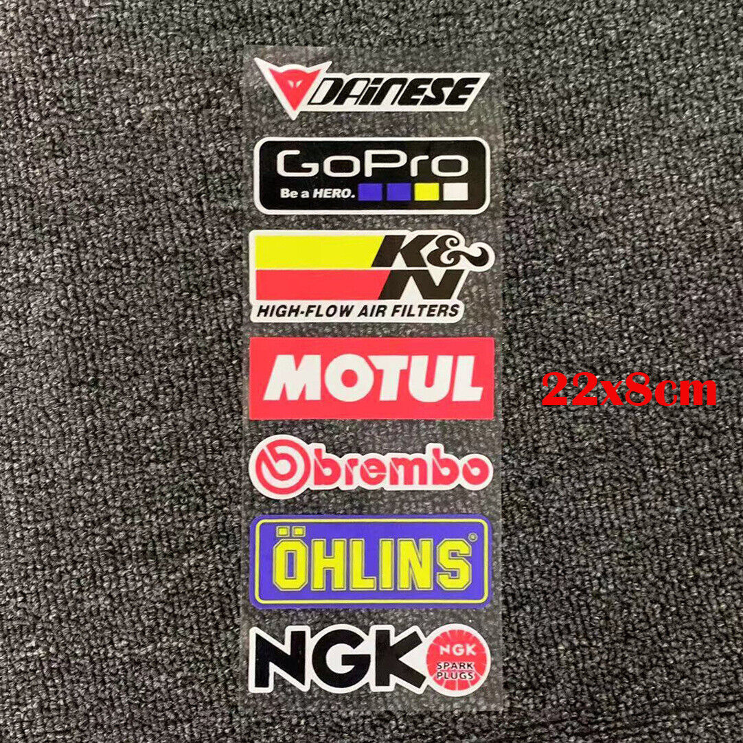 Logo Badge Sticker Brembo NGK MOTUL AKRAPOVIC RK SHOEI GOPRO DAINESE YOSHIMURA