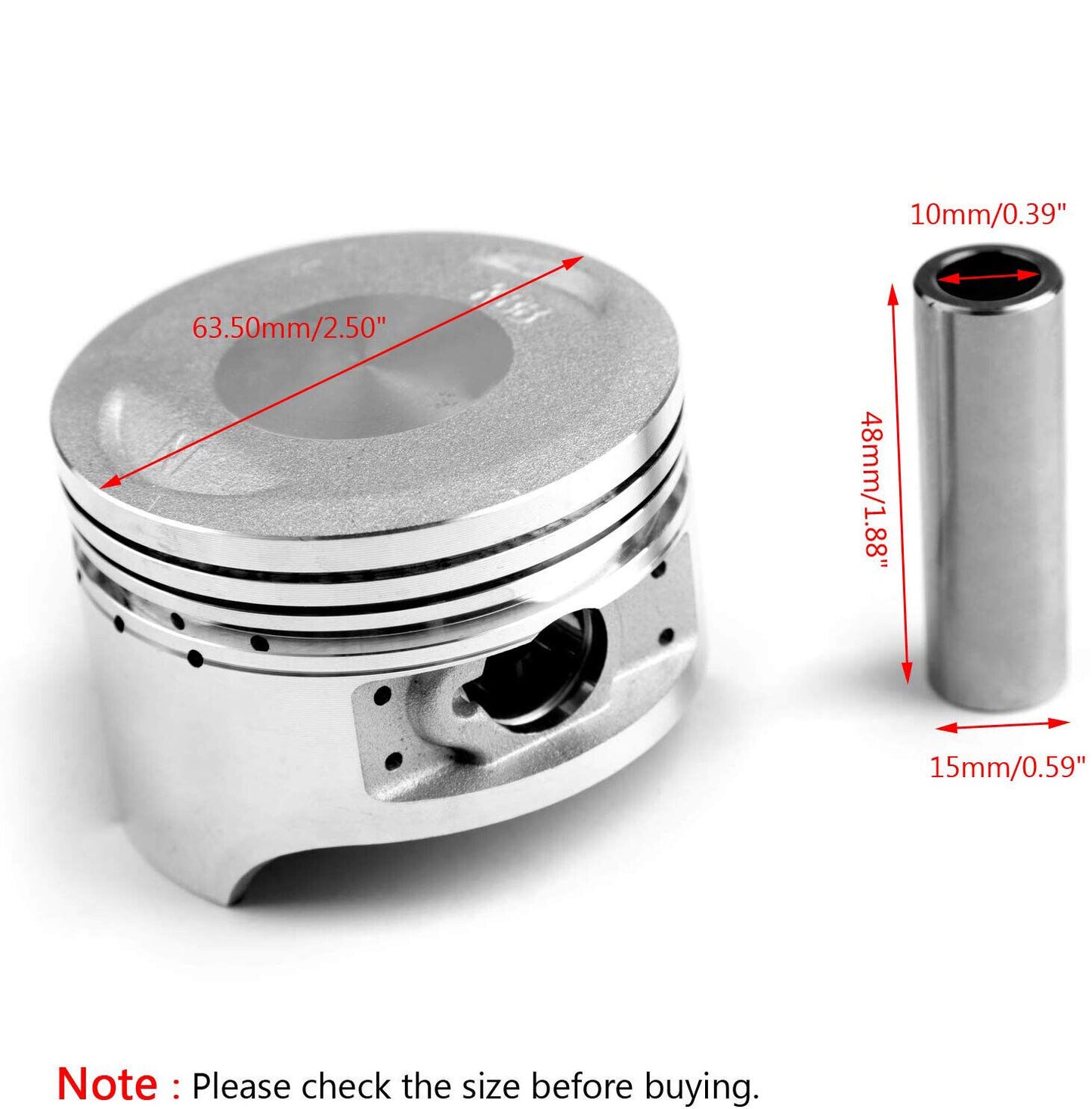 63.5mm Piston Ring Set CG 200cc Water-Cooled & Air Cooled ATV Dirt Bike Go Kart