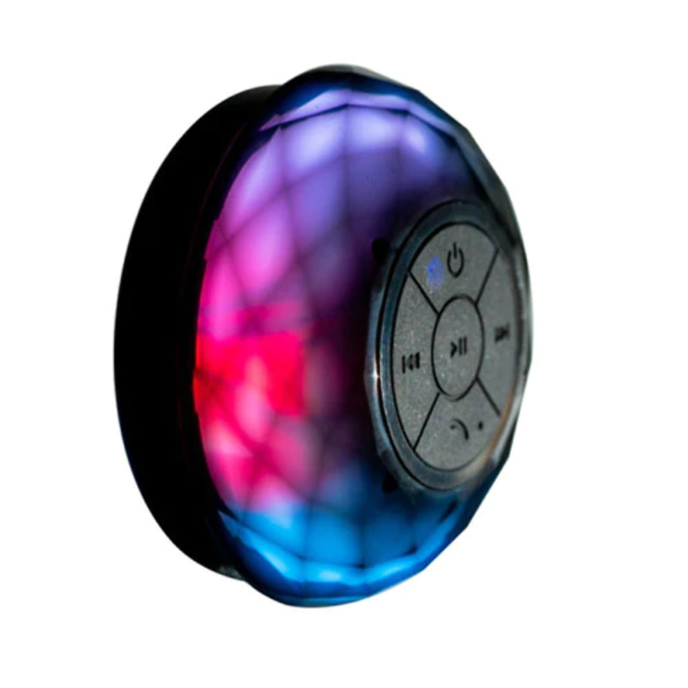 Splash Proof Shower Quality Speaker Vivid Colour Led Lights Rechargeable Battery