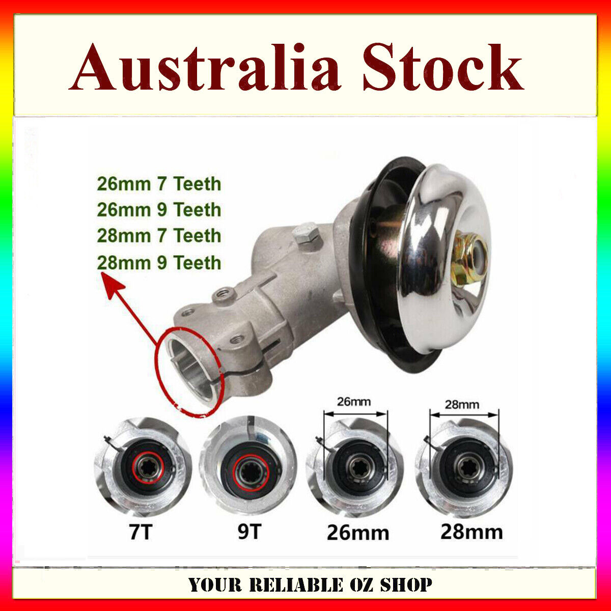 28mm 26mm Universal Gearhead Gearbox Fits For Strimmer Trimmer Brush Cutter