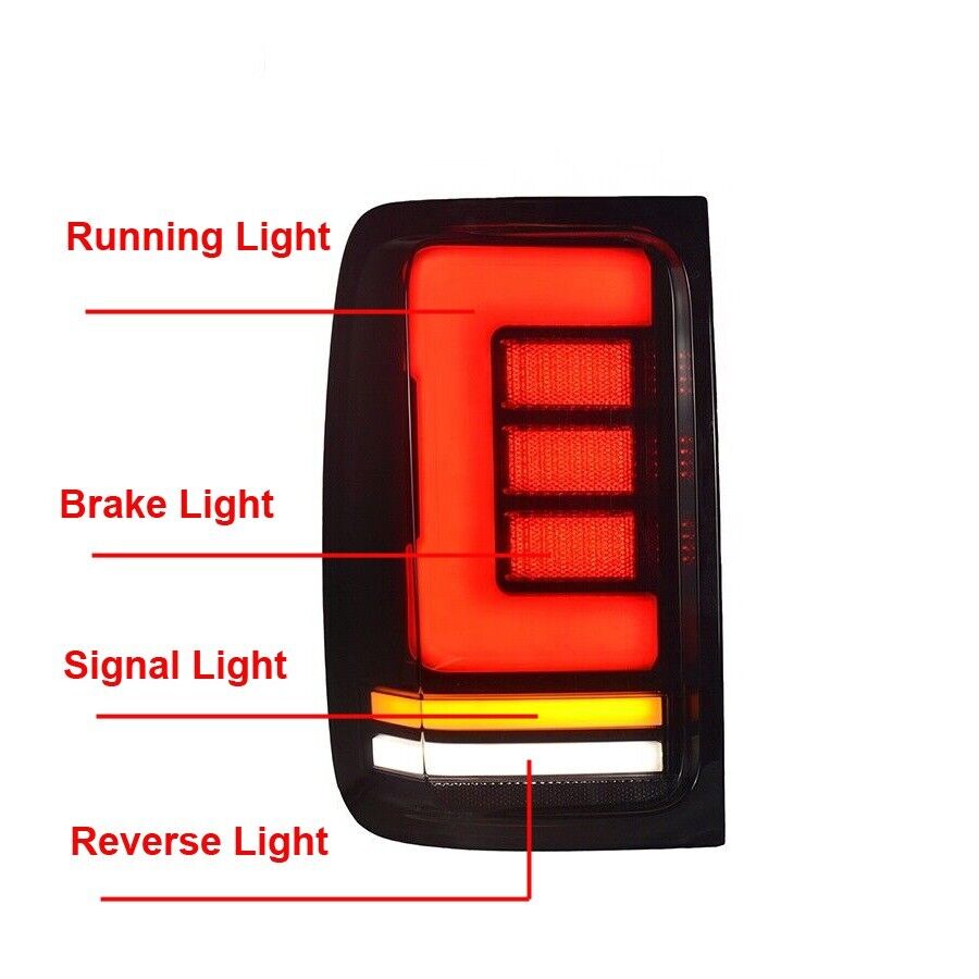 Smoked LED Tail Lights With Sequential Indicator For Volkswagen Amarok 08-20