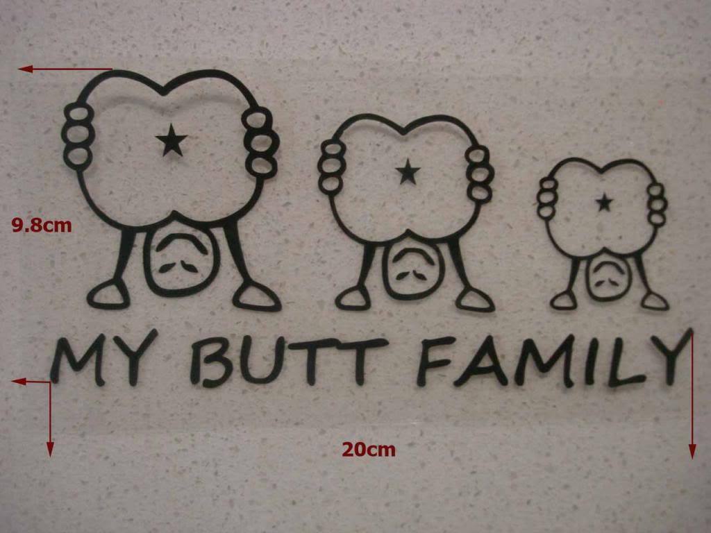 JDM FUNNY MY BUTT FAMILY STICKER DECAL 4WD CAR WINDOW WINDSCREEN TRUCK UTE WALL