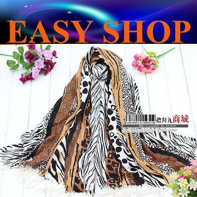 Lady Women Fashion Leopard Print Stole Printing Thin Scarf Shawl Winter Spring