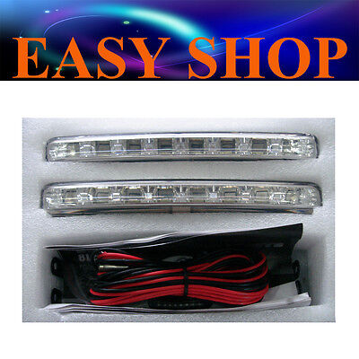 Pair 12 Volt 8 LED Daytime Running Driving Light DRL Fog Lamp Kit Car Ute Truck