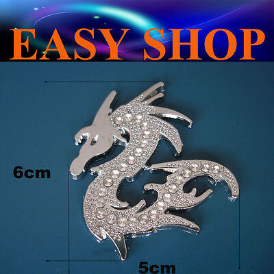 3D Diamante Metal Dragon Sticker Decal Car Quad Bike Caravan Ute Badge Emblem