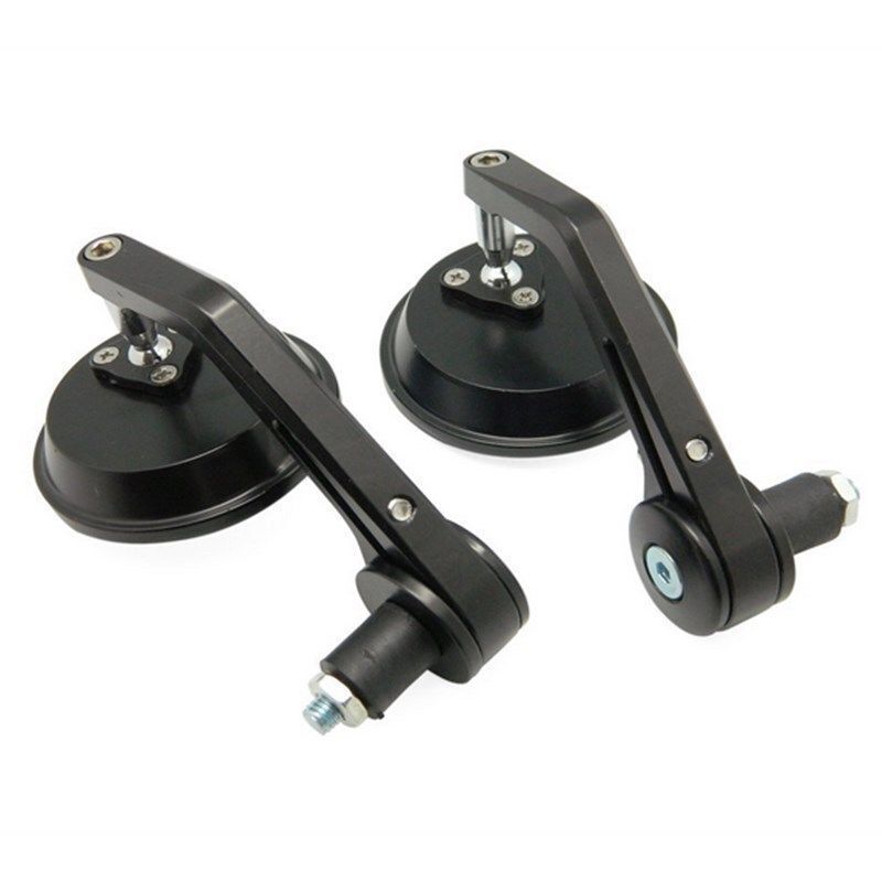 MOTORCYCLE ALUMINUM BLACK ROUND CNC REAR VIEW HANDLE BAR END 7/8" 22MM MIRRORS
