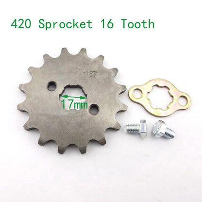17mm 420 16 Tooth FRONT CHAIN SPROCKET 110cc 125cc 150cc Lifan TDR Foxico Atomic