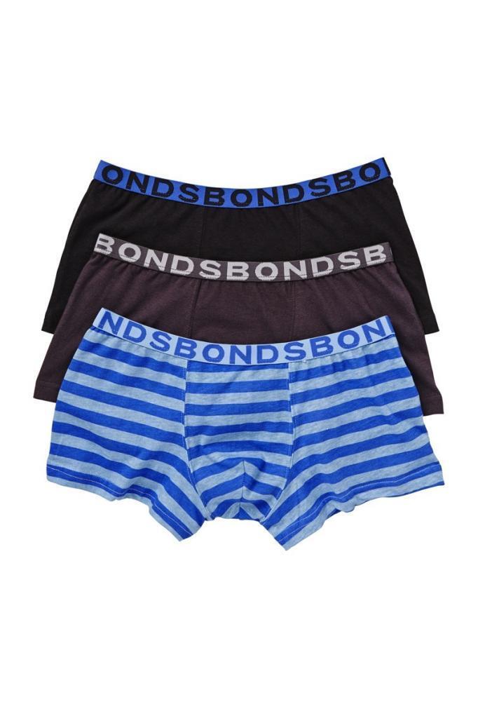 BONDS BOYS KIDS 3 PACK UNDERWEAR TRUNKS TRUNK BOYLEG BOXER SHORTS SIZE 2 - 16