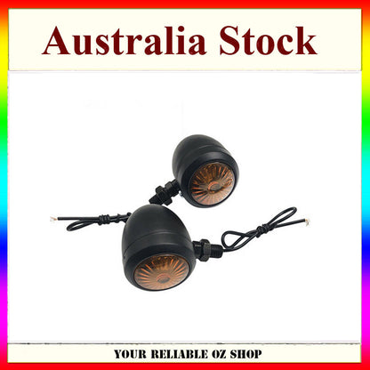 2Pcs Black Motorcycle Bullet Turn Signal Amber Light Indicator Blinker Harley