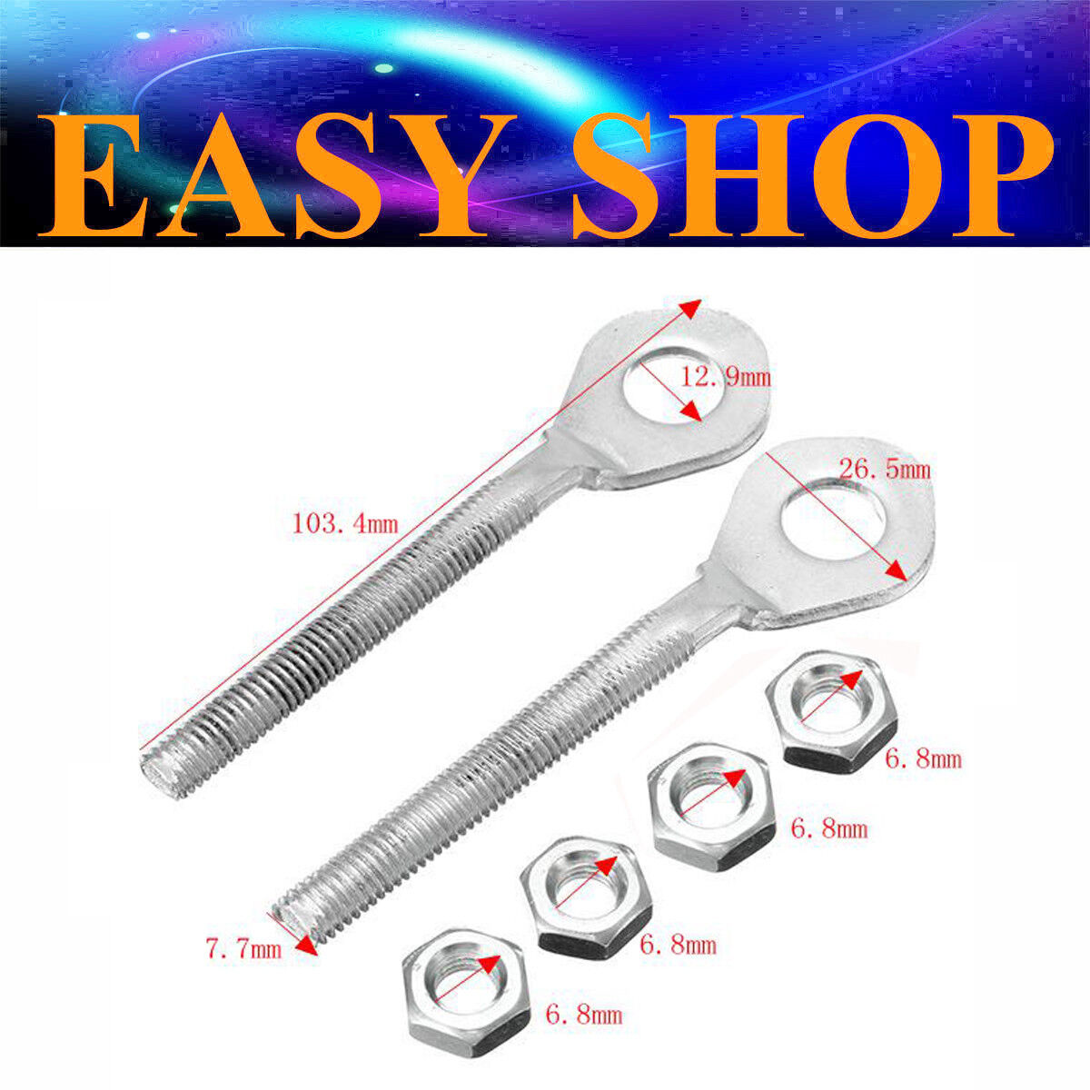 Pair 12MM Axle Chain Adjuster Tensioner For 200cc 250cc 300cc ATV Quad DIRT BIKE