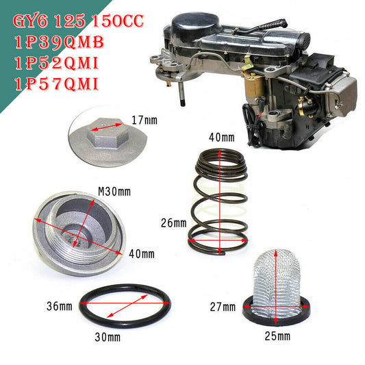 GY6 Engine Oil Drain Bolt Screw Oil Filter Mesh Spring Set 50cc 80cc 125 150cc