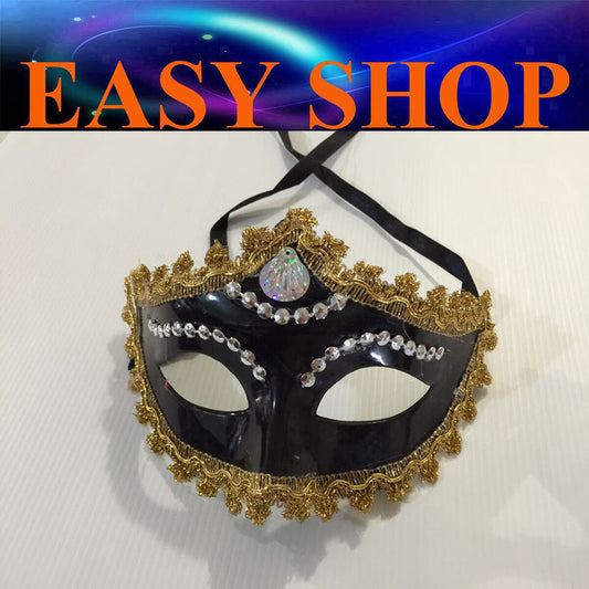 Women Black Mask Gold Trim Costume Masquerade Cosplay Party Venetian Ball Eye