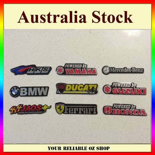 Alloy Logo Badge Sticker HKS BMW HONDA YAMAHA DUCATI SUZUKI BENZ FERRARI JAOS