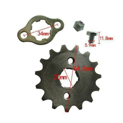 20mm 420 15T Tooth FRONT CHAIN SPROCKET COG 50cc 110cc 125cc 150cc ATV QUAD BIKE