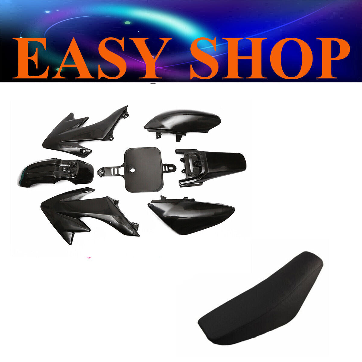 Black Fairing Fender Plastic Cover + Seat Honda CRF50 XR50 70cc 90cc 125cc Bike