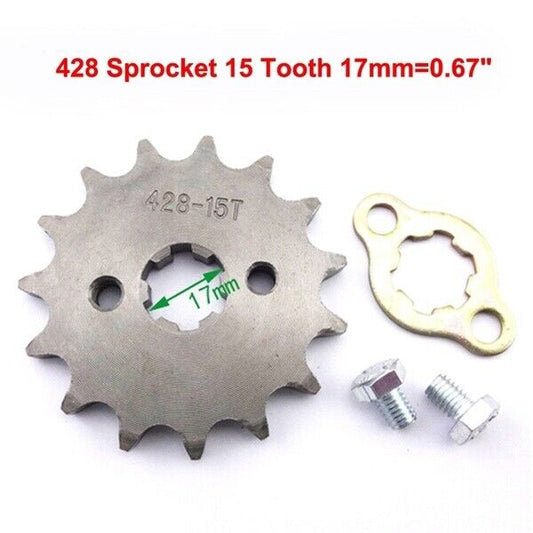 17mm 428 15 TOOTH FRONT CHAIN SPROCKET COG 125cc 150cc 250cc Atomic DHZ Assassin