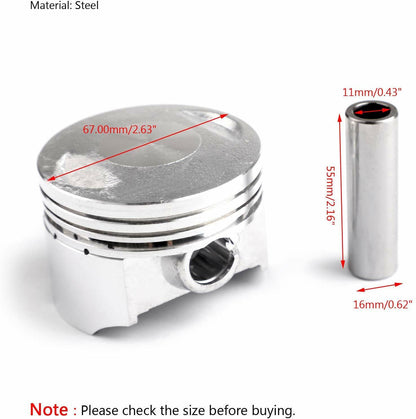 67mm 16mm Pin PISTON RINGS HEAD BASE GASKET CG250cc Quad ATV Dirt PIT PRO Bike