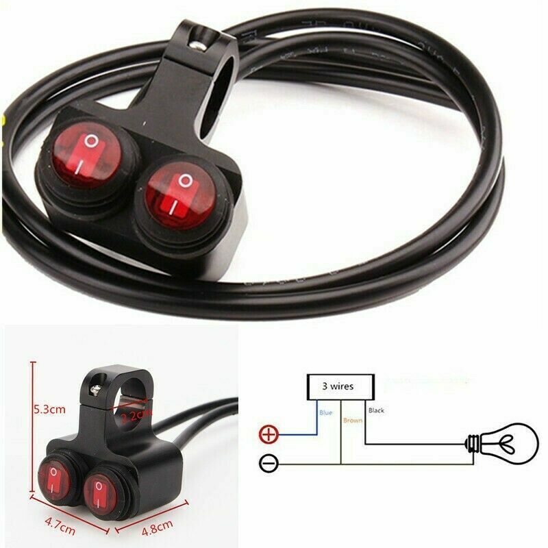 Motorcycle Waterproof Handlebar Headlight Fog Spot light Dual On Off Switch Bike