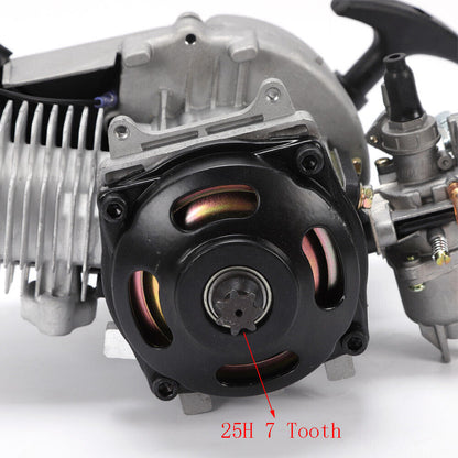 25H 7T Tooth 49cc 2 Stroke  Engine Motor Minimoto Chopper Dirt ATV Quad Bike