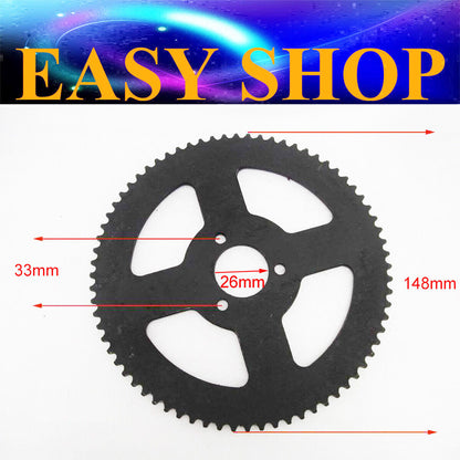148mm 26mm 25H 72 TOOTH REAR CHAIN SPROCKET 43/47/49cc Chopper ATV Minimoto BIKE