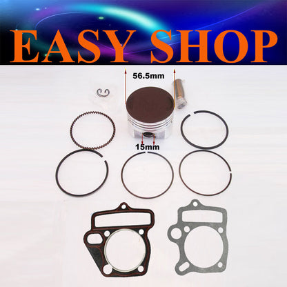 56.5mm 15mm Pin Piston Rings Head Base Gasket 150cc Oil Cooled 1P56FMJ Lifan TDR