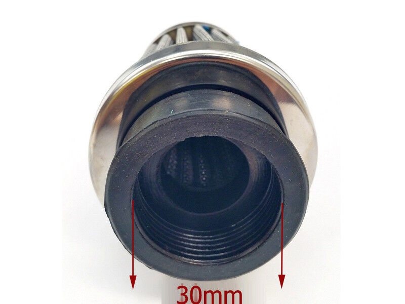 30mm Air Filter Honda Kawasaki Suzuki Yamaha SYM Scooter Chrome Cone Power Bike