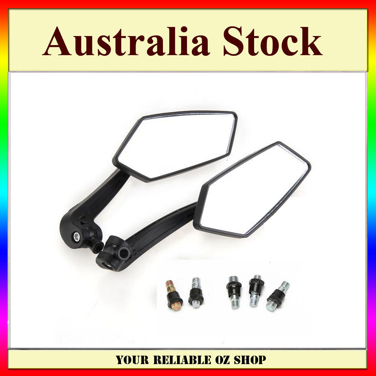 8mm/10mm Rear Side View Mirrors Yamaha Kawasaki Honda scooter Motorcycle Bike