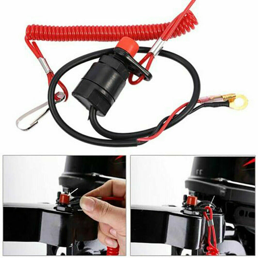 Boat Outboard Marine Engine Motor Kill Stop Switch Cord & Safety Tether Lanyard