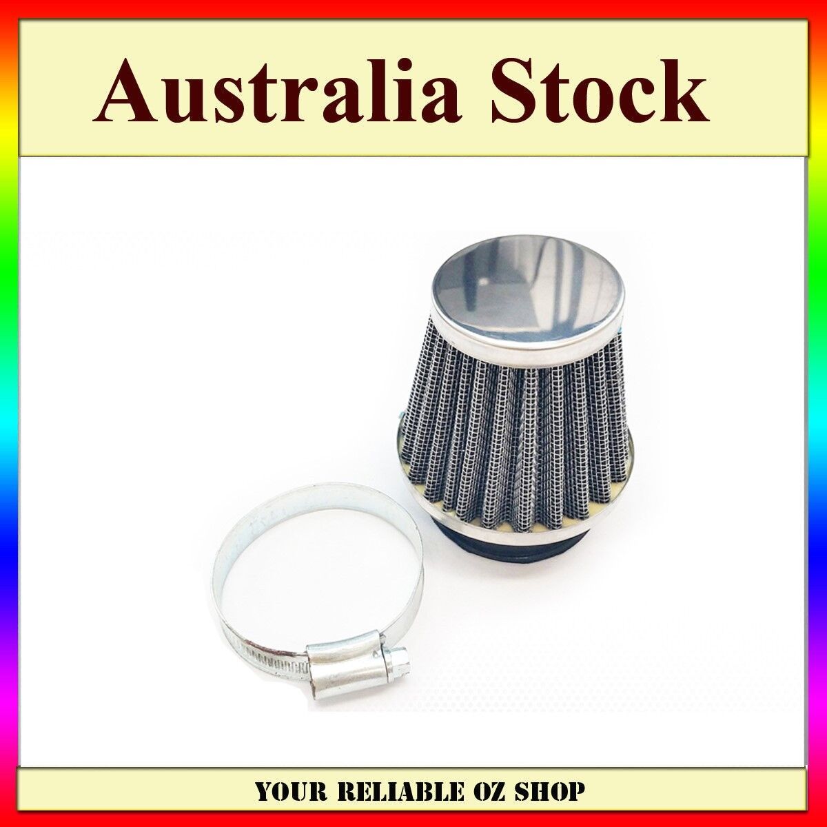 30mm Air Filter Honda Kawasaki Suzuki Yamaha SYM Scooter Chrome Cone Power Bike