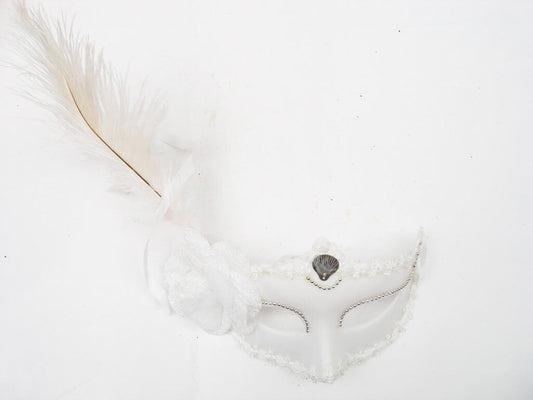 Women White Lady Feather Mask Costume Masquerade Cosplay Party Venetian Ball Eye