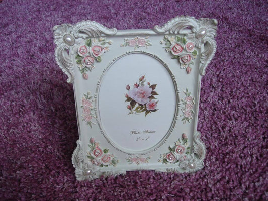 Resin Photo Frame Rose Statue Vintage Collectable Decoration Gift Home 5''X7''