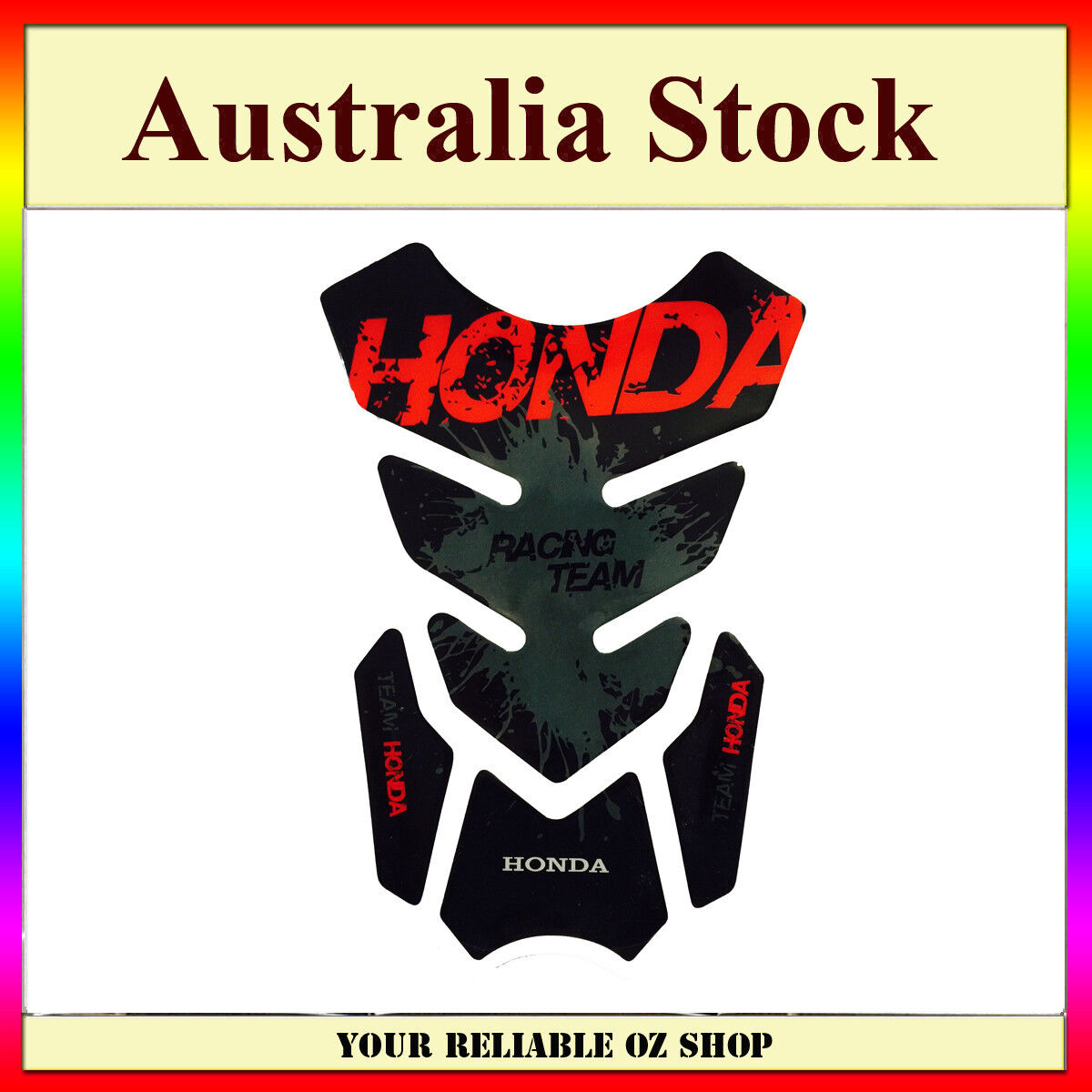 HONDA RED RACING TEAM GAS FUEL PETROL TANK PAD PROTECTOR MOTOCROSS MOTOR BIKE