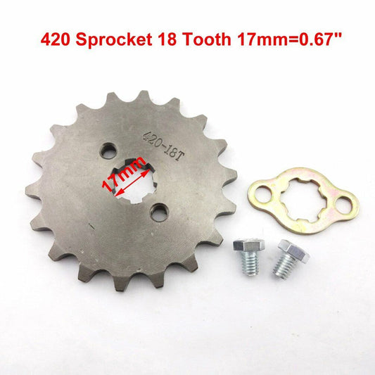 17mm 420 18 Teeth FRONT CHAIN SPROCKET 110cc 125cc 150cc 200cc TDR Foxico Atomic
