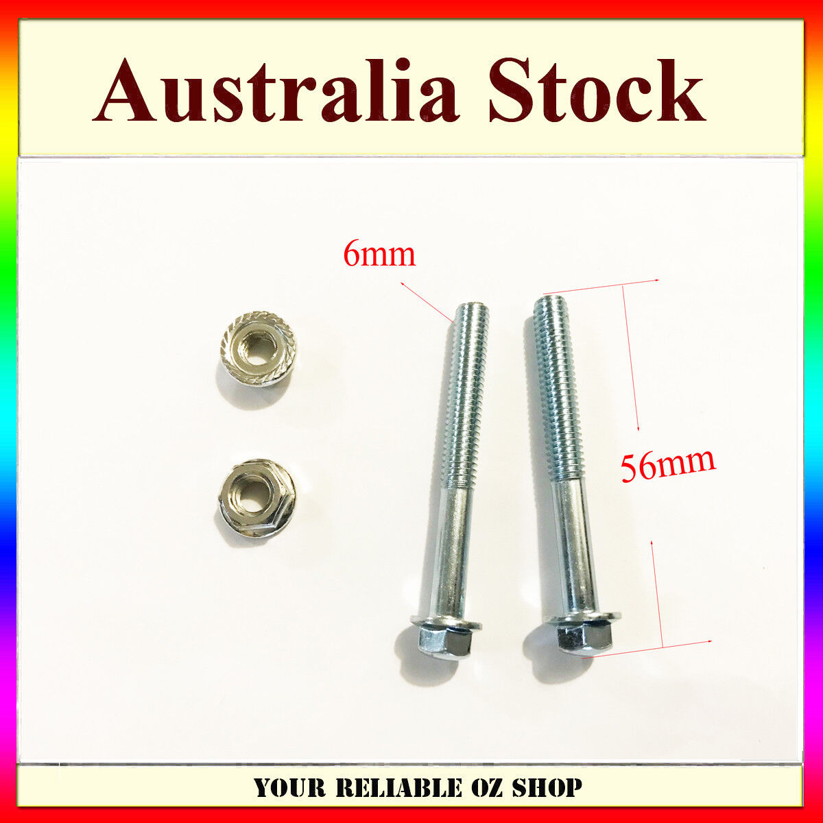 2X 6mm MOUNTING BOLT NUT FITS MOST PLASTIC AND STEEL LAWN MOWER THROTTLE CONTROL