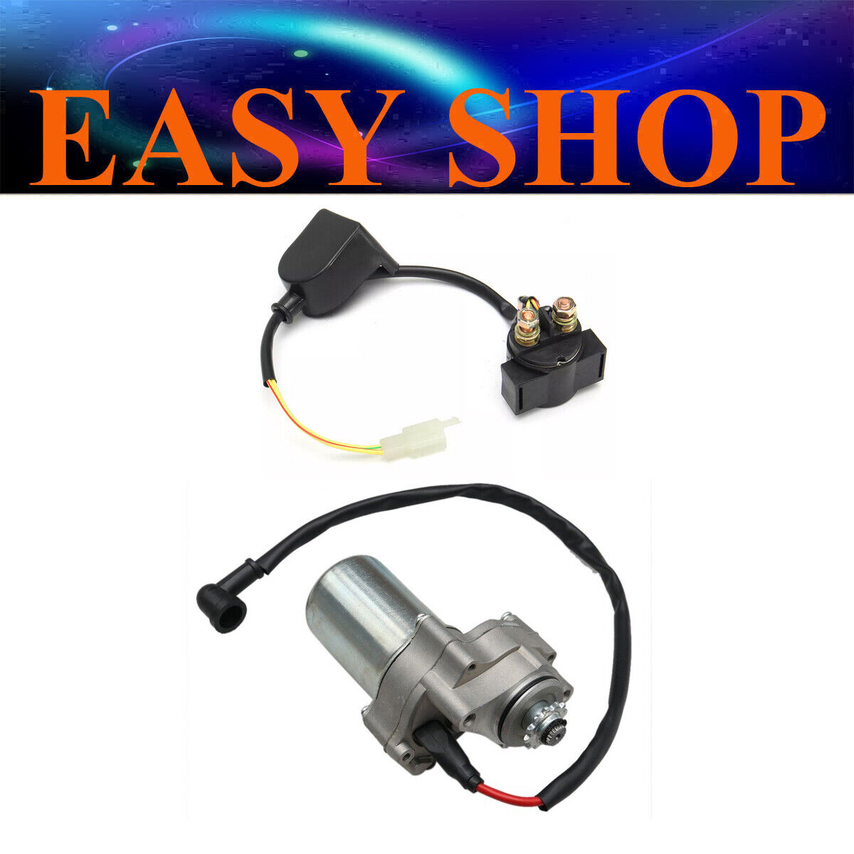2 Stud Mount Start Starter Motor & Solenoid 50cc 90cc 110cc 125cc Scooter Buggy